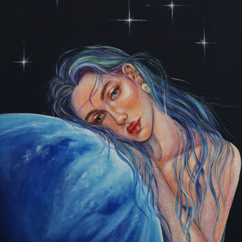 Картина под названием "Neptune" - Katsiaryna Budzko, Подлинное произведение искусства, Масло Установлен на Деревянная рама д…