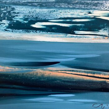 Malarstwo zatytułowany „Waves.” autorstwa Katsiaryna Sumarava, Oryginalna praca, Olej Zamontowany na Drewniana rama noszy