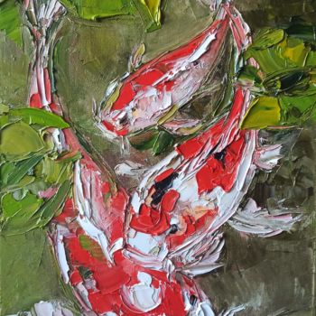 Painting titled "Кои" by Ekaterina Kudriashova, Original Artwork, Oil