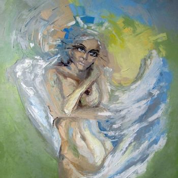 Painting titled "Ангел весны" by Ekaterina Kudriashova, Original Artwork, Oil