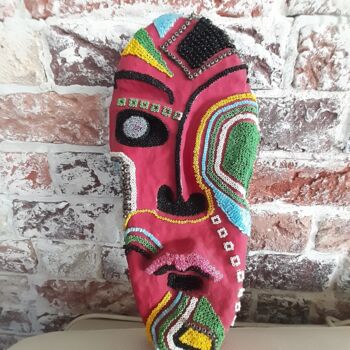 Sculpture intitulée "Masque portrait afr…" par Katwrina Golban, Œuvre d'art originale, Gouache