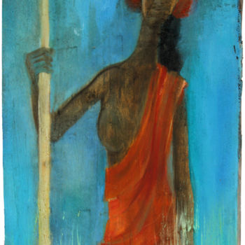Painting titled "African" by Ekaterina Kukhareva, Original Artwork, Oil