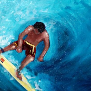 Painting titled "California Surfer" by Katy Hawk, Original Artwork, Acrylic
