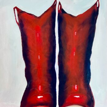 "Red Cowboy Boots" başlıklı Tablo Katy Hawk tarafından, Orijinal sanat, Petrol