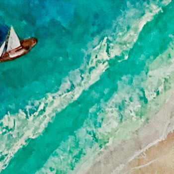 Schilderij getiteld "Sail Away" door Katy Hawk, Origineel Kunstwerk, Aquarel