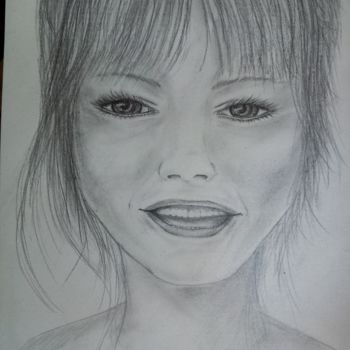 Desenho intitulada "Portrait 5" por Katy Lecomte, Obras de arte originais, Lápis