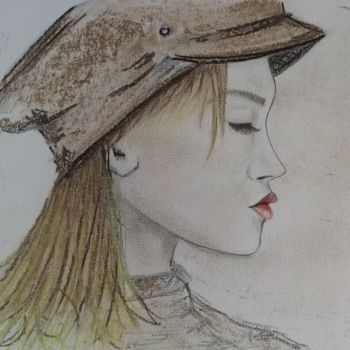 Desenho intitulada "Malou" por Katy Lecomte, Obras de arte originais, Pastel