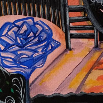 Disegno intitolato "Ma rose" da Katy Lecomte, Opera d'arte originale, Acquarello