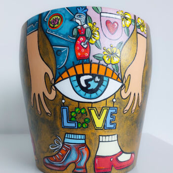 Design intitulée "Grand pot de  fleur…" par Katya M, Œuvre d'art originale, Meuble