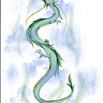 「Water Dragon」というタイトルの絵画 Rina Ramzaevaによって, オリジナルのアートワーク