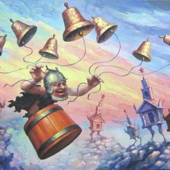 Painting titled "The bell-ringer." by Victor Ka, Original Artwork, Oil