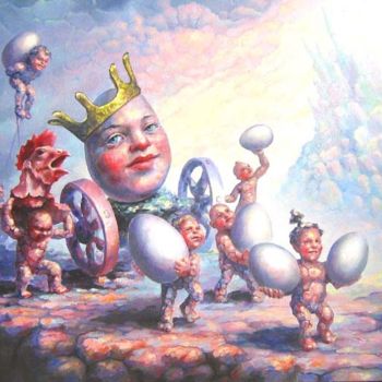 Painting titled "Royal eggs." by Victor Ka, Original Artwork, Oil