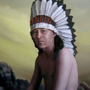 Painting titled "Indian" by Victor Ka, Original Artwork, Oil
