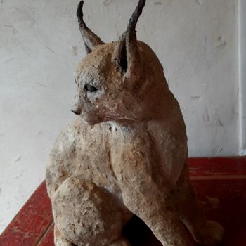 Скульптура под названием "Lynx" - Katyveline Ruiz, Подлинное произведение искусства, Терракота
