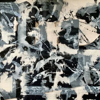 Painting titled "Abstract black and…" by Anita Kaufmann, Original Artwork, Acrylic