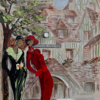 Painting titled "Hotel Normandy" by Michèle Kaus (Kaus), Original Artwork, Acrylic Mounted on Wood Stretcher frame