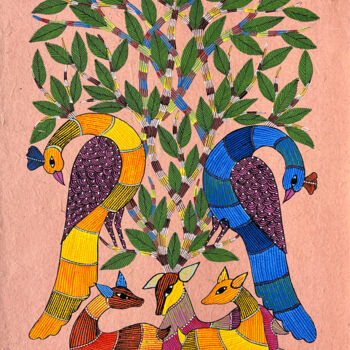 Painting titled "Tree Of Life 03" by Kaushal Prasad Tekam, Original Artwork, Acrylic