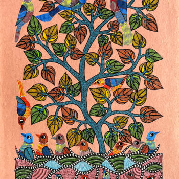 Painting titled "Tree Of Life 04" by Kaushal Prasad Tekam, Original Artwork, Acrylic