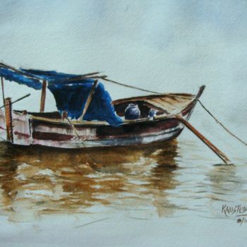 Malerei mit dem Titel "Boat" von Kaustubh Kavathekar, Original-Kunstwerk