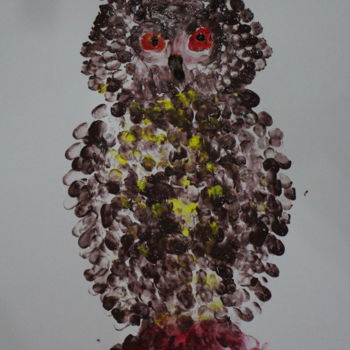 Painting titled "owl baykuş" by Kaya Yuzseven, Original Artwork, Acrylic