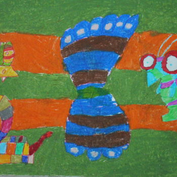 Painting titled "aliens uzaylilar" by Kaya Yuzseven, Original Artwork, Pastel