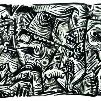 Dibujo titulada "Fisherman" por Kayen, Obra de arte original, Tinta