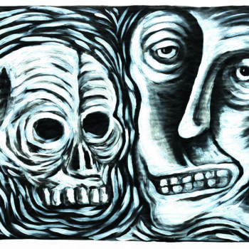 Desenho intitulada "Death never far" por Kayen, Obras de arte originais, Tinta
