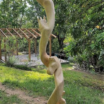 Sculpture titled "Totem "cheval" entr…" by Kayhanga, Original Artwork, Wood