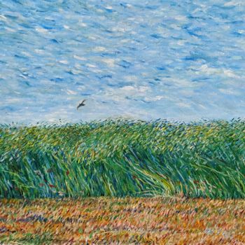 Картина под названием "Пшеничное поле" - Alexander Kazantsev, Подлинное произведение искусства, Масло