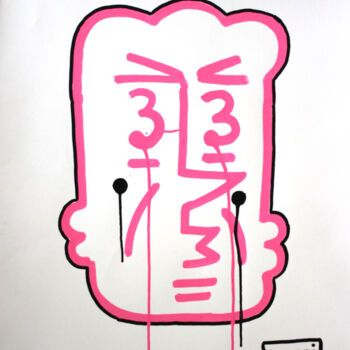 Tekening getiteld "big pink face" door Kazari, Origineel Kunstwerk, Marker