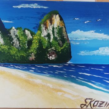 Painting titled "Sand with Mountain" by Kazım İPek, Original Artwork, Acrylic