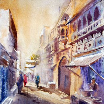 Malarstwo zatytułowany „Old Lahore” autorstwa Kazmi, Oryginalna praca, Akwarela
