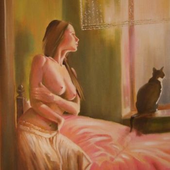 Painting titled "Nude" by Halina Kazmierczak, Original Artwork, Oil