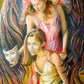 Painting titled "Angel" by Halina Kazmierczak, Original Artwork