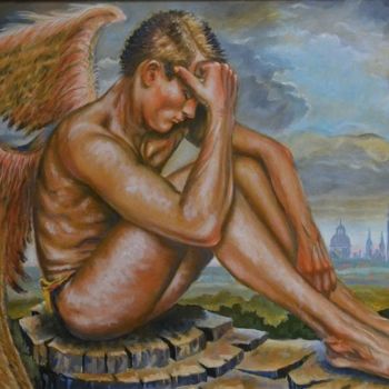 Painting titled "Angel rests" by Halina Kazmierczak, Original Artwork
