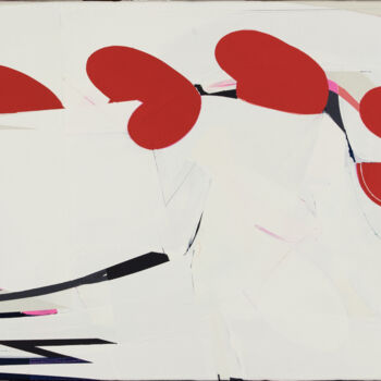 Peinture intitulée "Red Petals" par Kazuhiro Higashi, Œuvre d'art originale, Acrylique