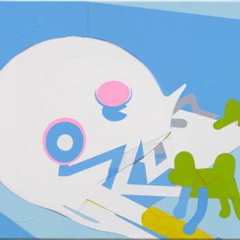 Peinture intitulée "Baby Playing with F…" par Kazuhiro Higashi, Œuvre d'art originale, Acrylique