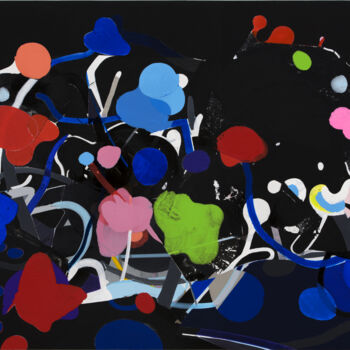 Peinture intitulée "Flowers in the Dark" par Kazuhiro Higashi, Œuvre d'art originale, Acrylique