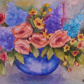 Pintura titulada "Vaso flores do campo" por H. Kazu Maia, Obra de arte original