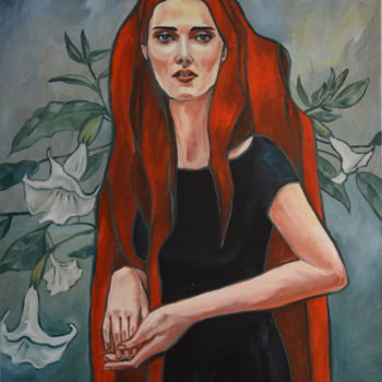 Peinture intitulée "Datura" par Katarzyna Bruniewska-Gierczak, Œuvre d'art originale, Huile
