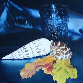Pintura intitulada "Stillleben mit Glas" por Keanu Dahinden, Obras de arte originais, Óleo