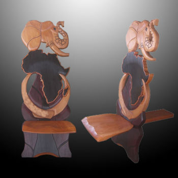Rzeźba zatytułowany „Chaise à palabre Af…” autorstwa Kebe, Oryginalna praca, Drewno