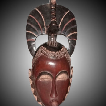 Escultura titulada "masque-yahoure-50-2…" por Kebe, Obra de arte original, Madera