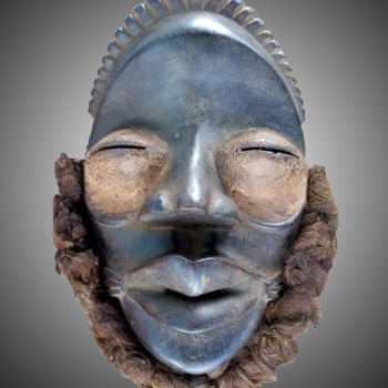 Sculpture titled "Masque Dan  art tri…" by Kebe, Original Artwork, Wood