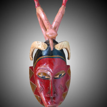 Sculpture intitulée "Masque Gouro art tr…" par Kebe, Œuvre d'art originale, Bois