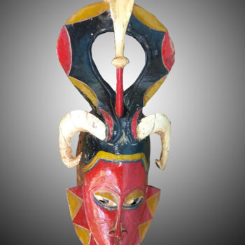 Sculpture titled "Masque Gouro art tr…" by Kebe, Original Artwork, Wood
