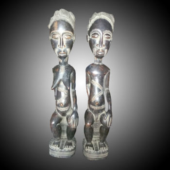 Sculpture intitulée "Statuette Baoulé ar…" par Kebe, Œuvre d'art originale, Bois