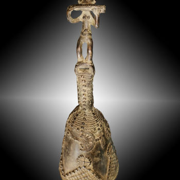Sculpture intitulée "Cloche Baoule en Br…" par Kebe, Œuvre d'art originale, Bronze