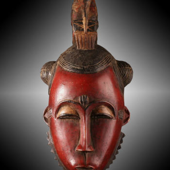 Skulptur mit dem Titel "Masque Baoulé art t…" von Kebe, Original-Kunstwerk, Holz
