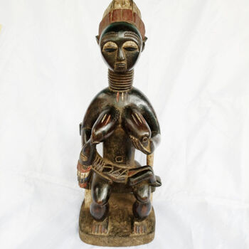 Sculpture titled "Statuette Yoruba ar…" by Kebe, Original Artwork, Wood